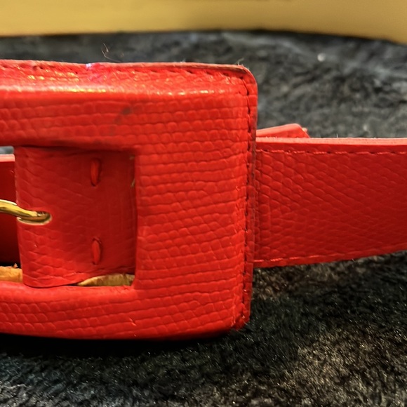 Red Vintage Emmanuel Iguana grain lizard belt - Picture 4 of 4